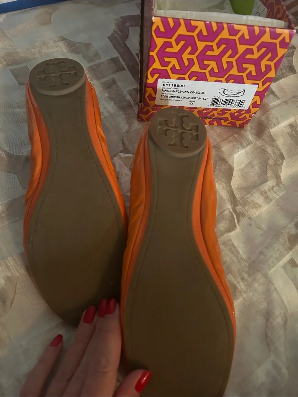Tory Burch Orange Patent Ballet Flats